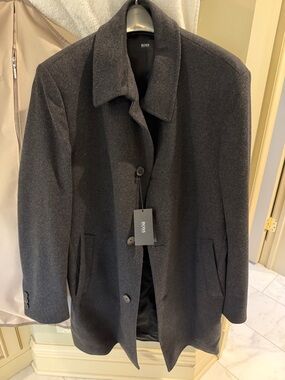BOSS Dark Charcoal Wool Pea Coat